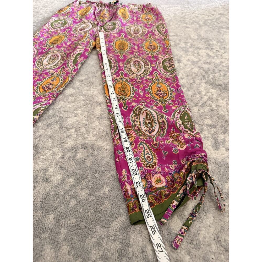 Ralph Lauren Magenta Paisley Silky Crepe Drawstring Cropped Pants S - Picture 5 of 9